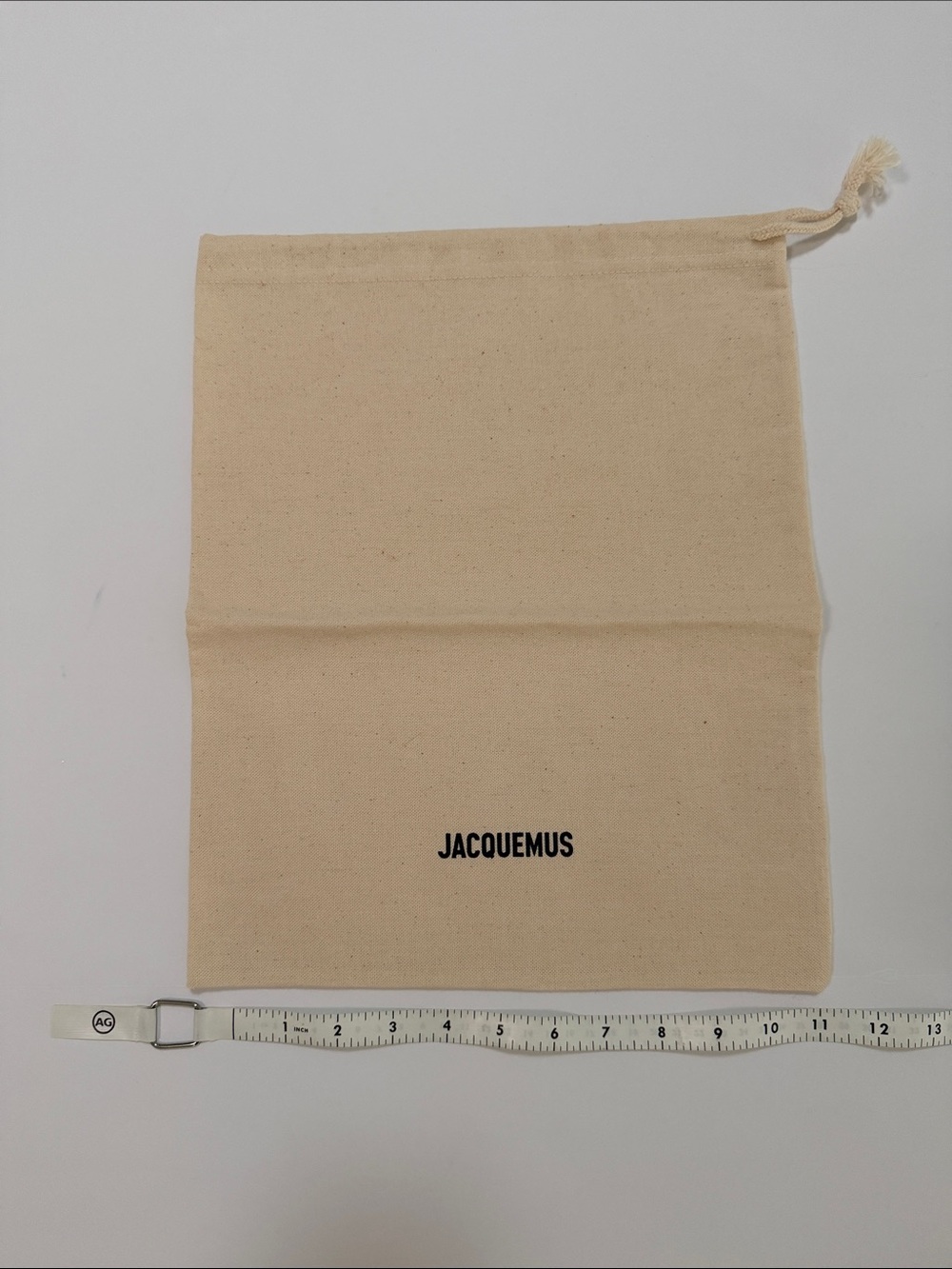 Jacquemus Natural Canvas Drawstring Pouch with Black Logo
